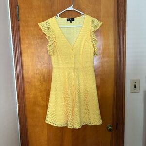 Lulu's Yellow Flutter Sleeve Sundress